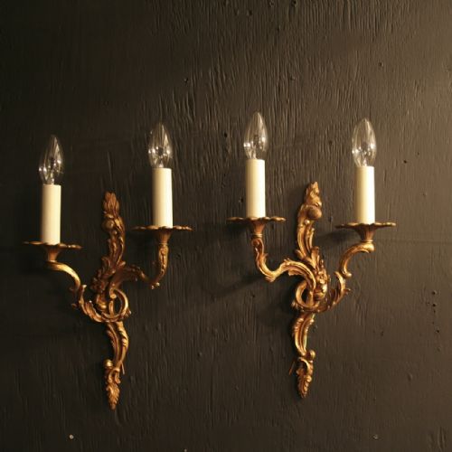 A French Pair of Gilded Antique Wall Lights