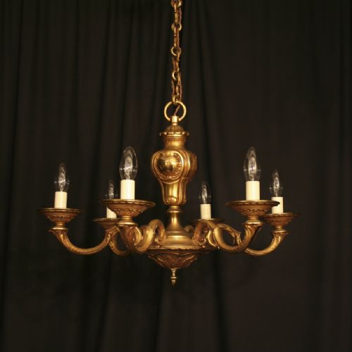 A French Gilded 6 Light Antique Chandelier