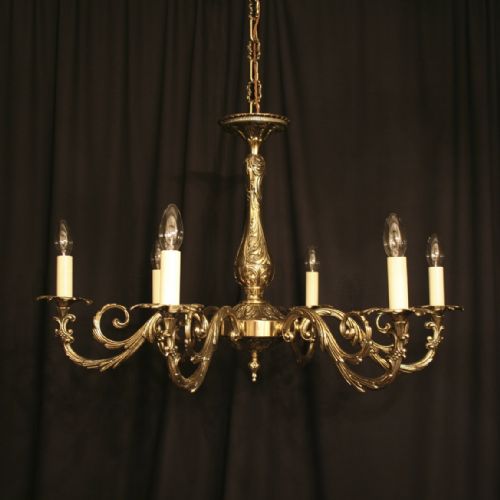 An Italian Cast Brass 6 Light Antique Chandelier