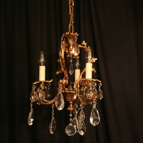 An Italian Triple Light Gilded Antique Chandelier