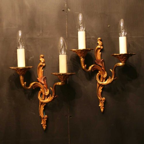 A Pair of Gilded French Antique Wall Lights