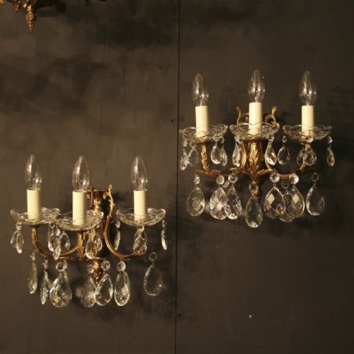 An Italian Pair of Triple Arm Antique Wall Lights