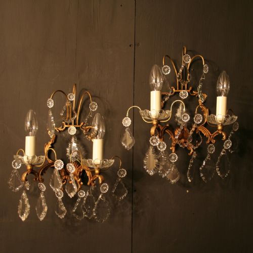 A French Pair of Gilded Antique Wall Lights