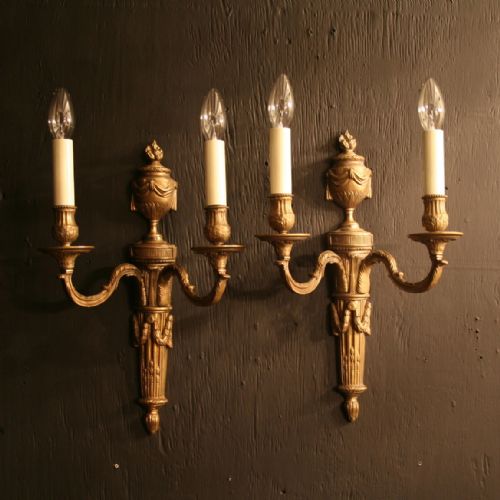 A French Set of 4 Brass Antique Wall Lights