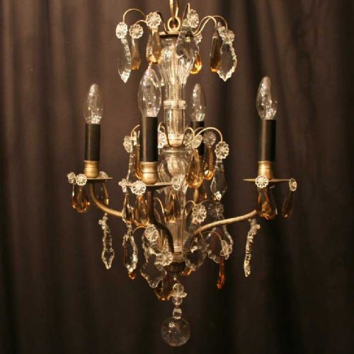 A French Silver Gilded 4 Light Antique Chandelier