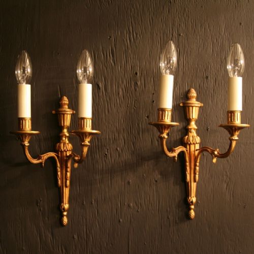 A French Pair of Gilded Twin Arm Wall Lights