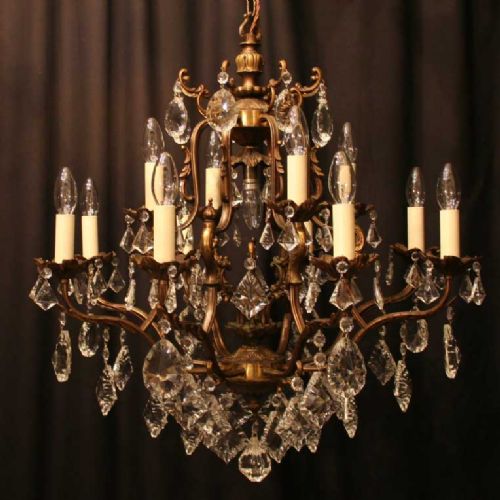 An Italian Gilded Cage Form 13 Light Antique Chandelier