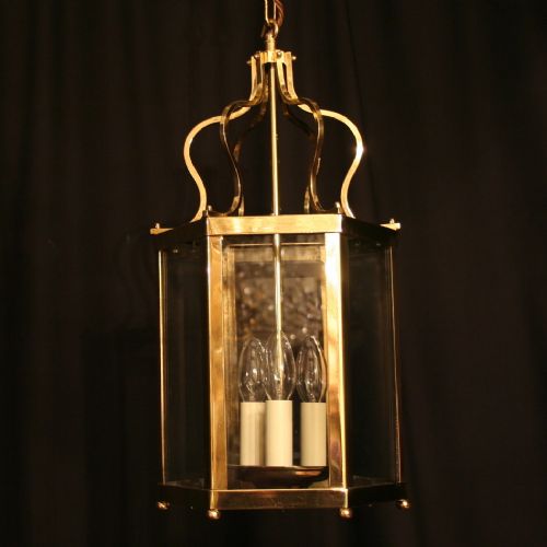 An English Brass Hexagonal Hall Lantern