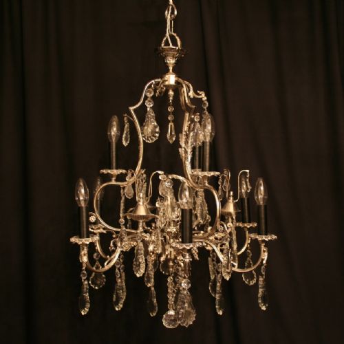 A French Nickel Silver 9 Light Antique Chandelier