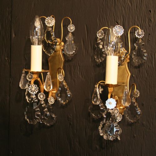 A French Pair of Single Arm Antique Wall Lights