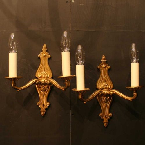 A French Pair of Twin Arm Antique Wall Lights