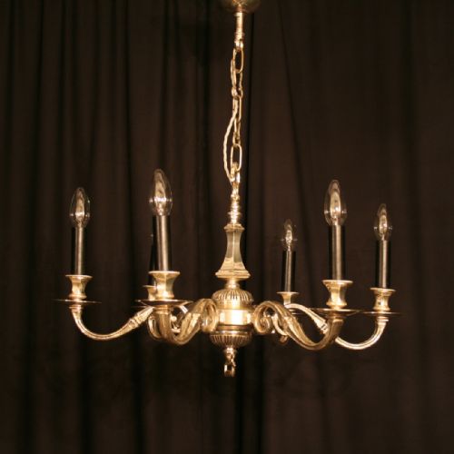 An English Silver 6 Light Antique Chandelier