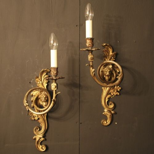 A French Pair of Gasolier Antique Wall Lights