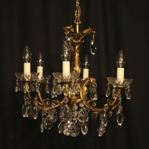 An Italian Gilded 6 Light Antique Chandelier