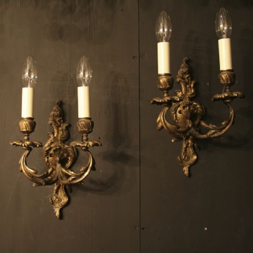 A French Pair of Gilded Antique Wall Sconces