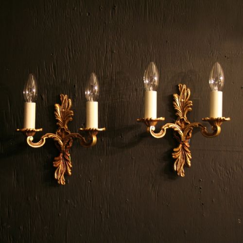 A French Pair of Gilded Twin Arm Wall Lights