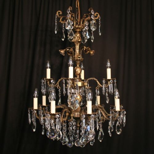An Italian 12 Light Gilded Antique Chandelier