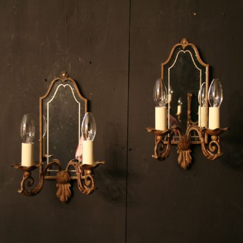A French Pair of Toleware Antique Girandoles