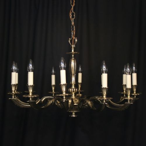 An English Cast Brass 12 Light Antique Chandelier