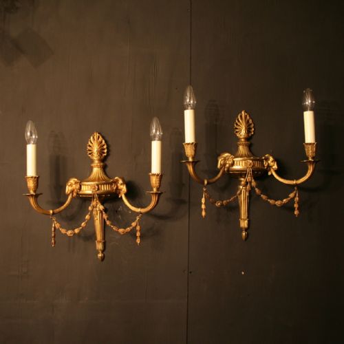A French Pair of Twin Arm Antique Wall Lights