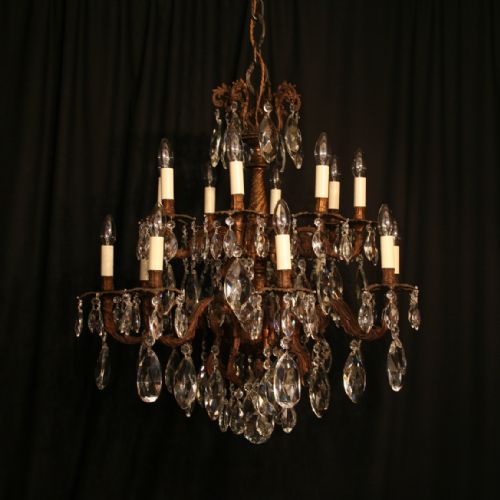 A Large Italian Gilded 16 Light Antique Chandelier