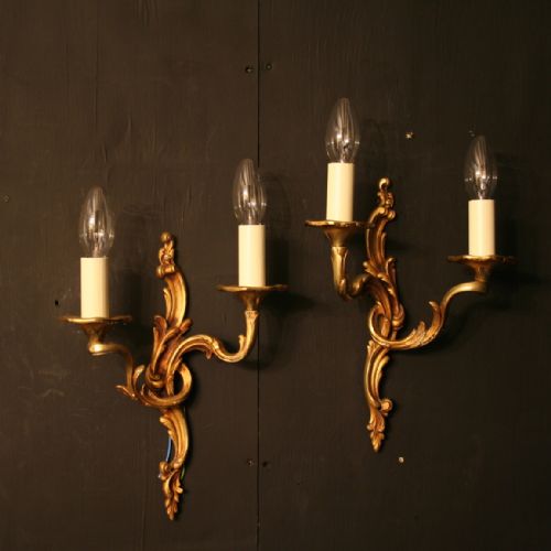A French Pair of Gilded Antique Wall Lights