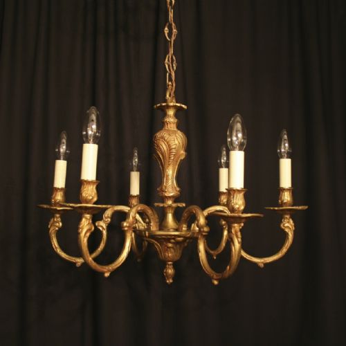 A French Gilded 6 Light Antique Chandelier