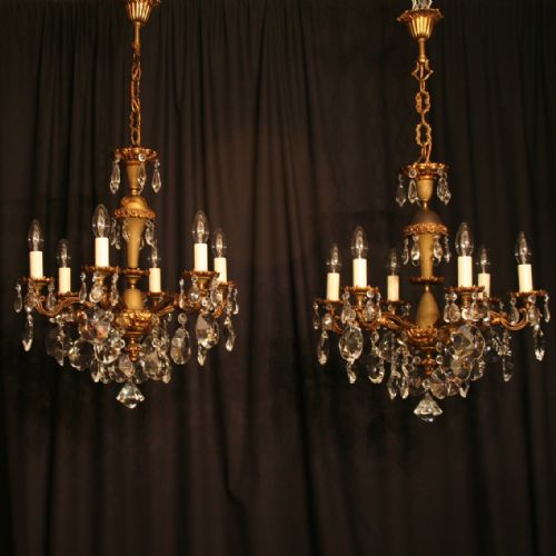 An Italian Pair of 6 Light Antique Chandeliers