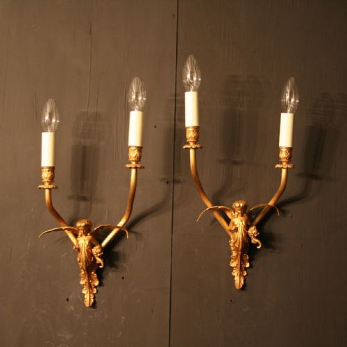 A French Pair of Twin Arm Antique Wall Lights