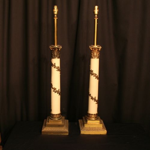 A Pair of Brass Vine Table Lamps