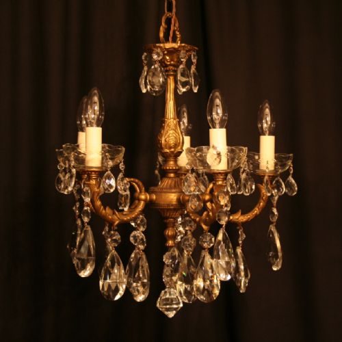 An Italian Gilded Cast Brass 5 Light Antique Chandelier