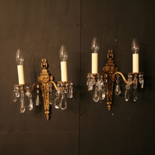 A French Pair of Twin Arm Antique Wall Lights
