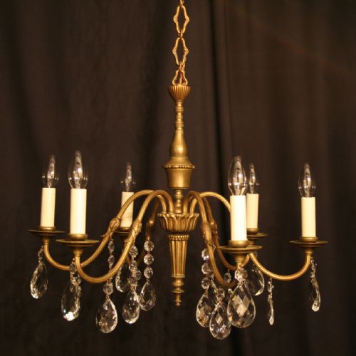 An Italian Cast Brass 6 Light Antique Chandelier