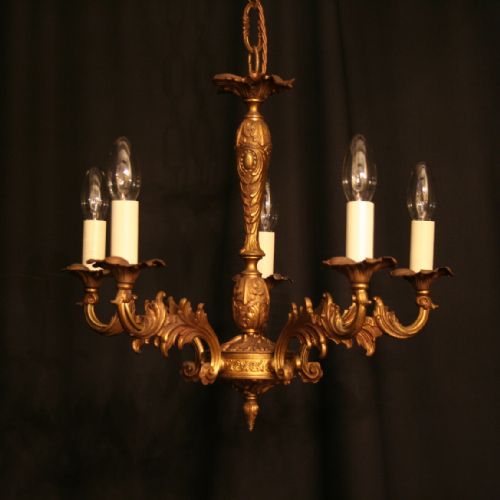 An Italian Gilded 5 Light Antique Chandelier