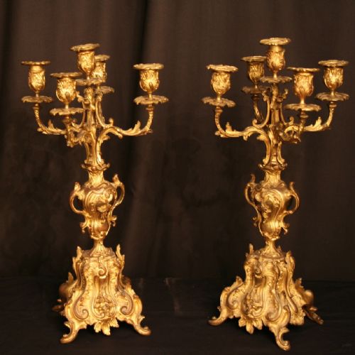 A French Pair of Ormolu Antique Candelabra