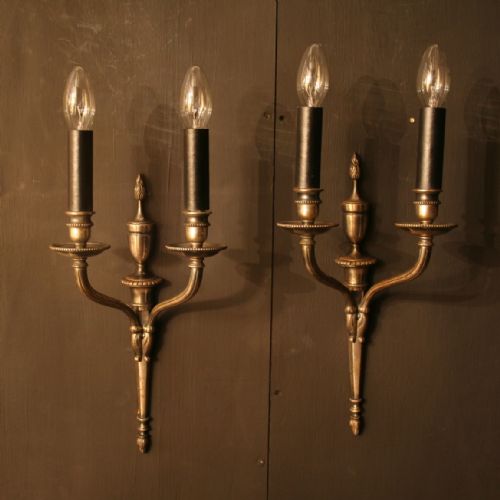 A French Pair of Silvered Antique Wall Lights