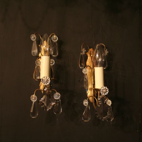 A French Pair of Single Arm Antique Wall Lights