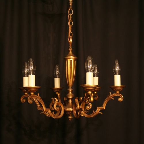 A French Gilded 6 Light Antique Chandelier