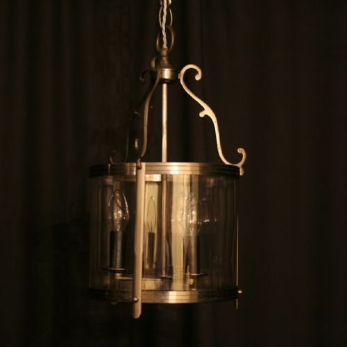 A French Silvered Triple Light Antique Hall Lantern