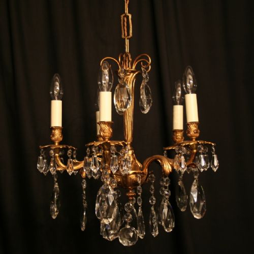 An Italian Gilded Five Light Antique Chandelier