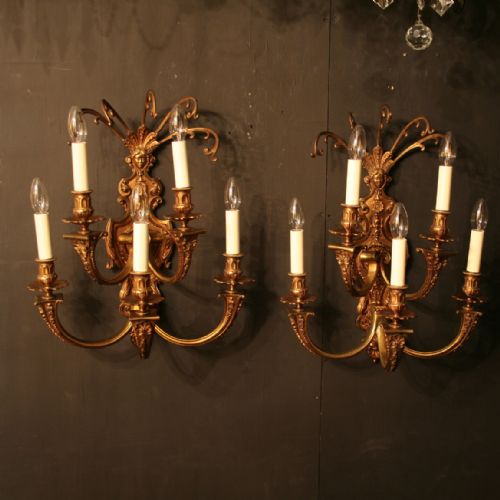 A French Pair of Five Arm Antique Wall Lights