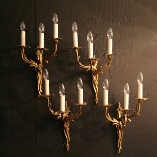 A French Set of 4 Brass Antique Wall Sconces