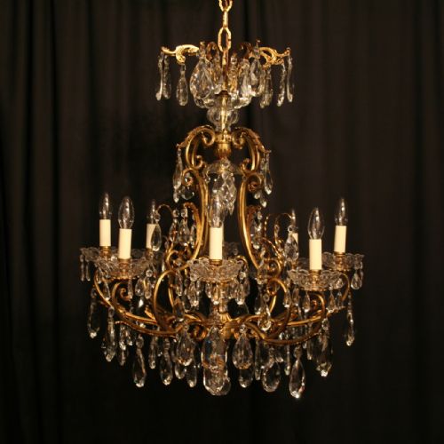 A French Gilded Cast Brass 9 Light Antique Chandelier