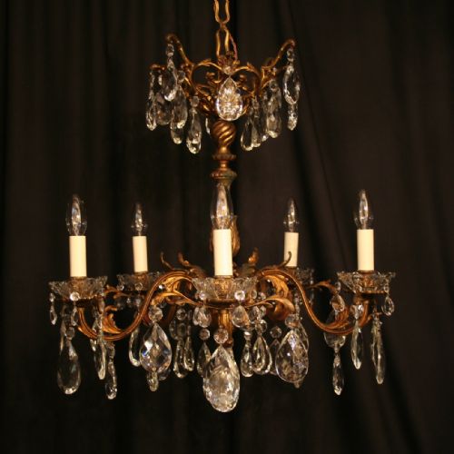 An Italian Gilded Cast Brass 5 Light Antique Chandelier