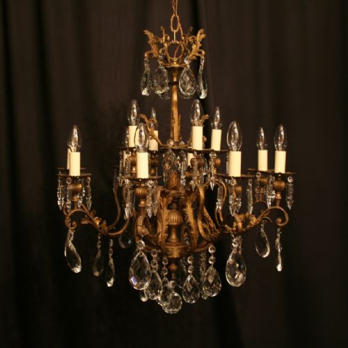An Italian Gilded Cast Brass 12 Light Antique Chandelier