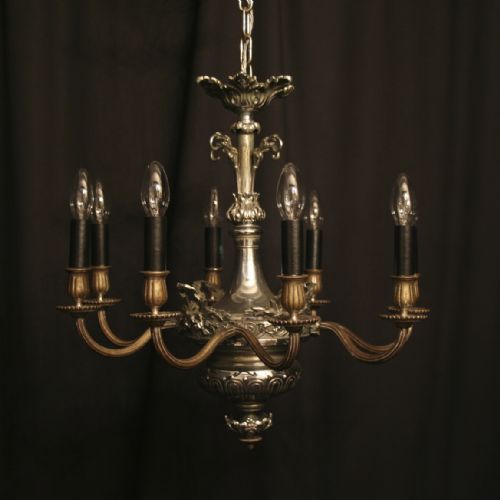 An English Silver & Brass 8 Light Antique Chandelier