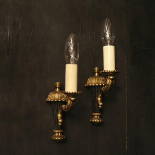 A French Pair of Single Arm Antique Wall Lights