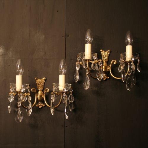 A French Pair of Twin Arm Antique Wall Lights