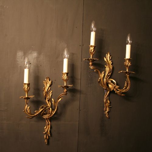 A Large French Pair of Antique Wall Sconces