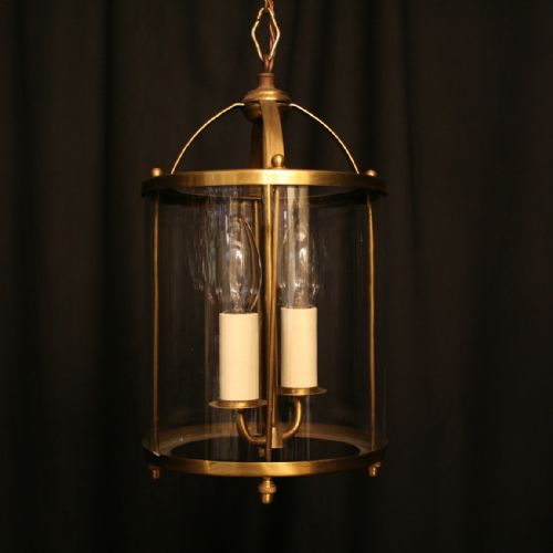 A French Brass Twin Light Antique Convex Hall Lantern